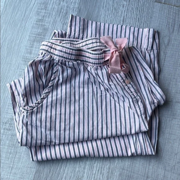Sleep Sense Elegant Pink and Gray Striped Women's Pajama Bottoms, size S. - Picture 2 of 13